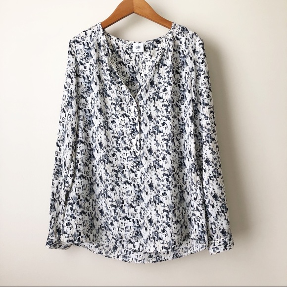 CAbi Shatter Split Neck Geometric Long Sleeve - Picture 2 of 7